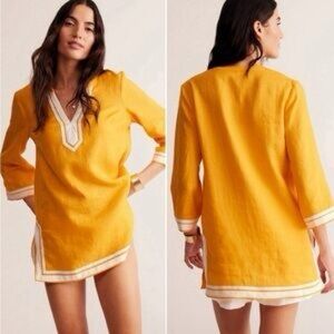Boden Neck Detail Tunic Top Yellow Size 6 NWT